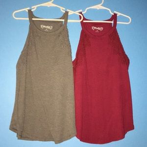 halter neck tank tops w/ lacy detail